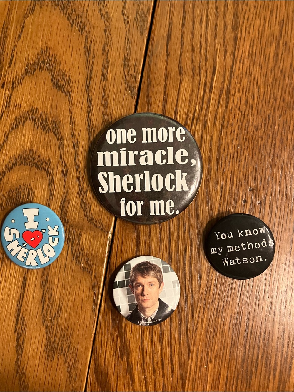 Vintage 2013/14 BBC Sherlock 2 lic. Hartswood Films (set of 4) Pinback Buttons